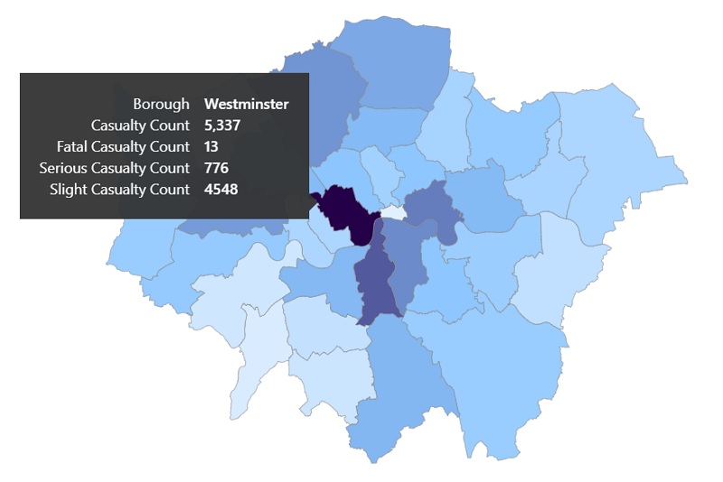 A screenshot from the new Vision Zero dashboard